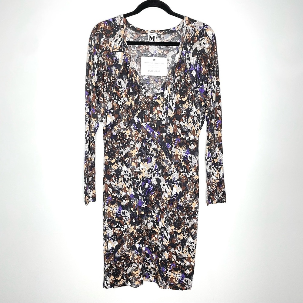 Missoni Multicolor Abstract Jersey Stretchy Pullover Long Sleeve Dress Size 10